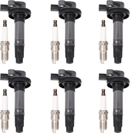 Blshwez Set of 6 Ignition Coil Pack & Spark Plugs for 3.5/3.7L Ford Edge, Flex, Taurus, Lincoln MKS, MKT, MKX, Mercury Sable 2007-2016
